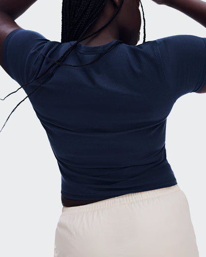 On All-Day Ribbed T-Shirt Midnight (Women'S)