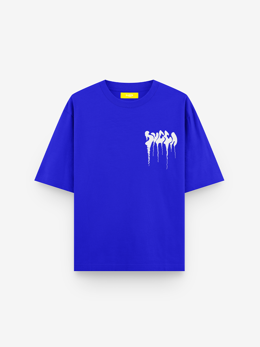 Fake Patch Tshirt in Royal Blue Regular Fit