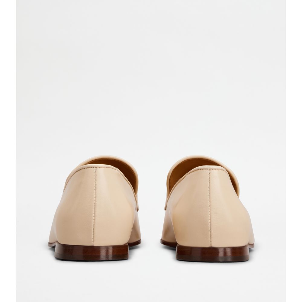 Tods Loafers In Leather Beige Womens