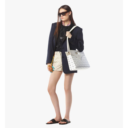 MCM Diamond Tote In Visetos Leather Mix