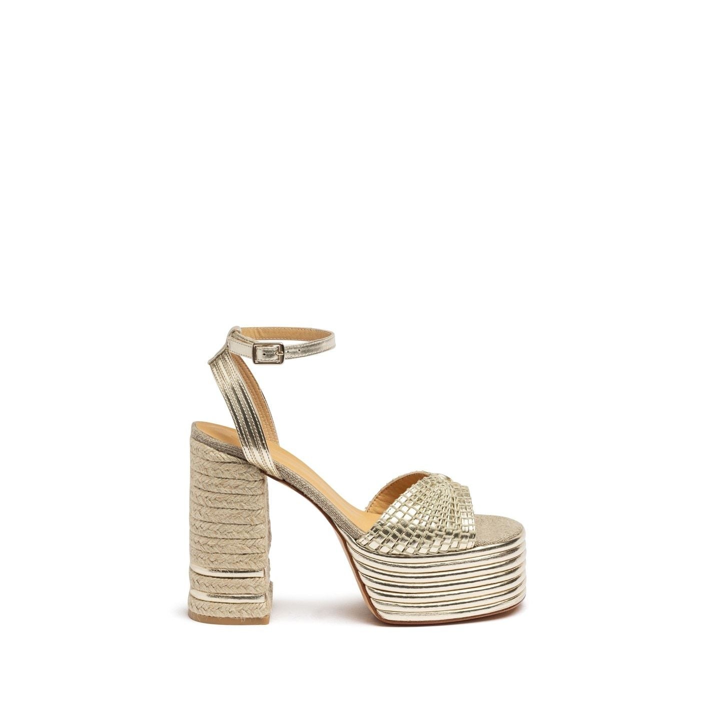  Ferosa Block Heels Champagne