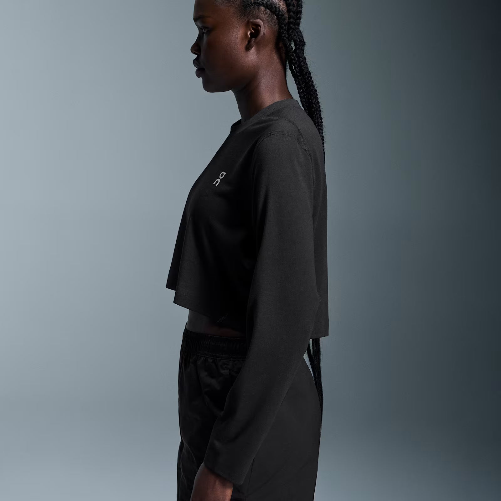 On Train Long-T Crop Black (Women'S)