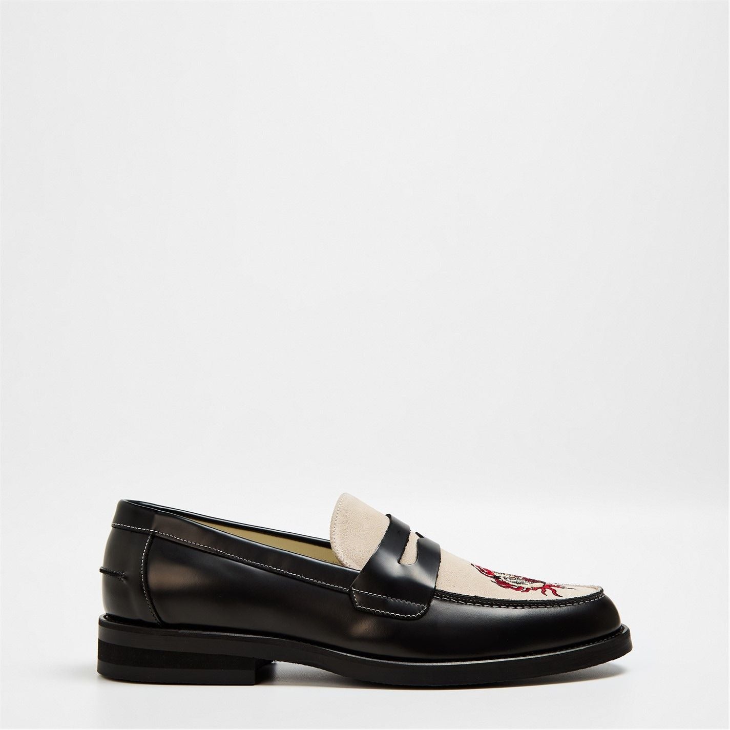  Fire Tiger Penny Loafers Black