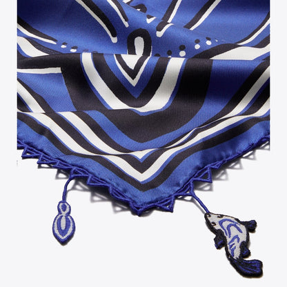 Tory Burch Fish Silk Square Scarf Fish Blue