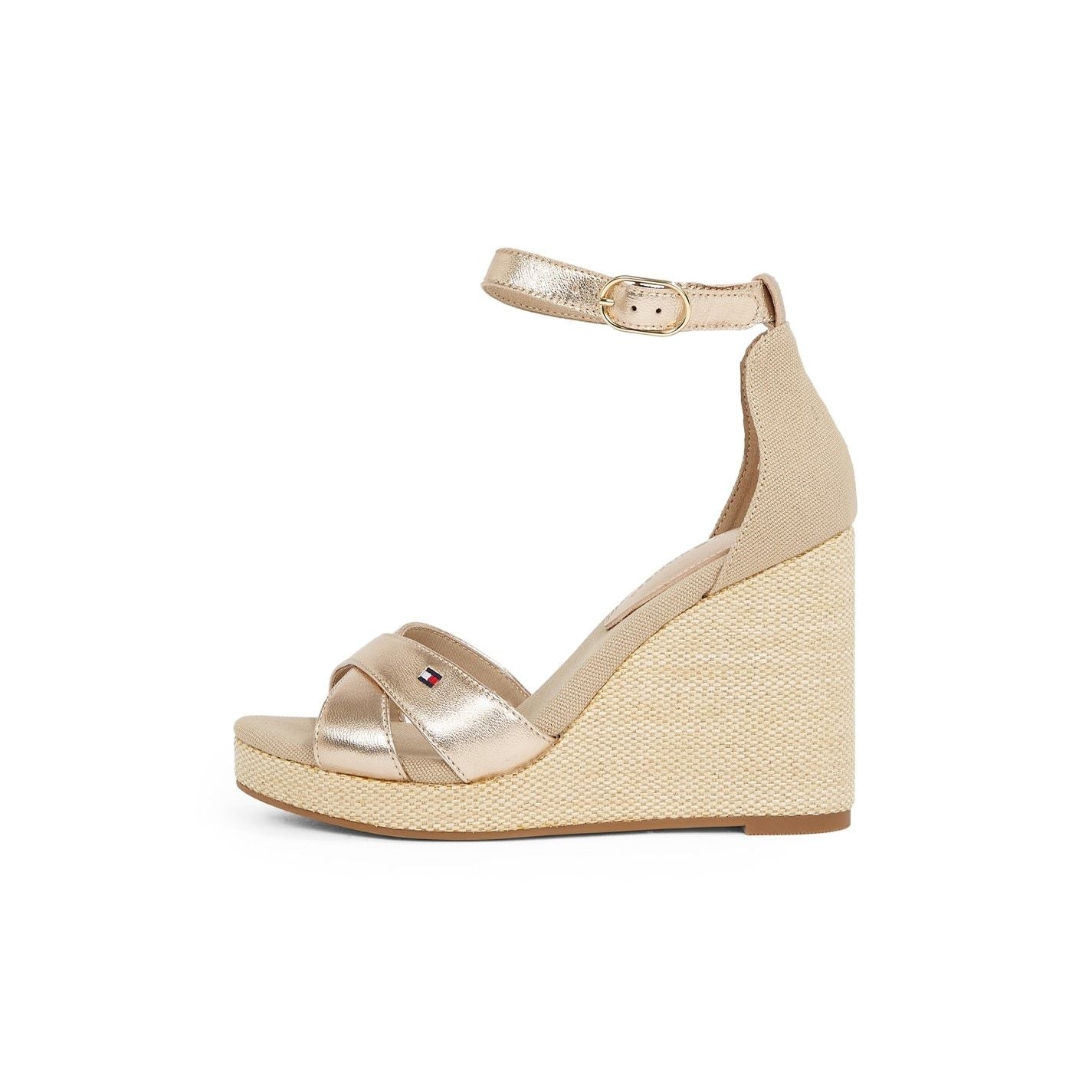  Flag Metallic High Wedge Espad Gold