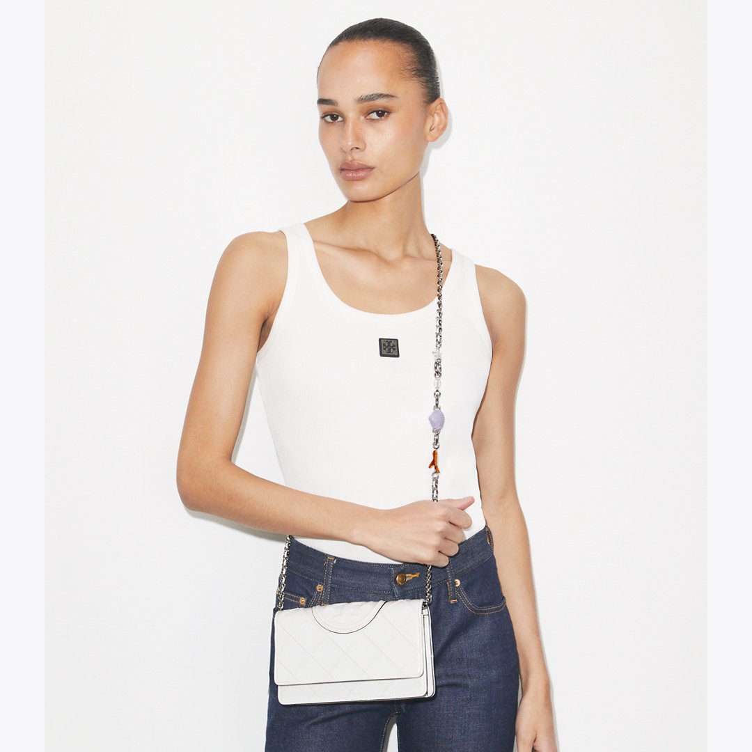 Tory Burch Fleming Charm Chain Crossbody Cirrus Cloud