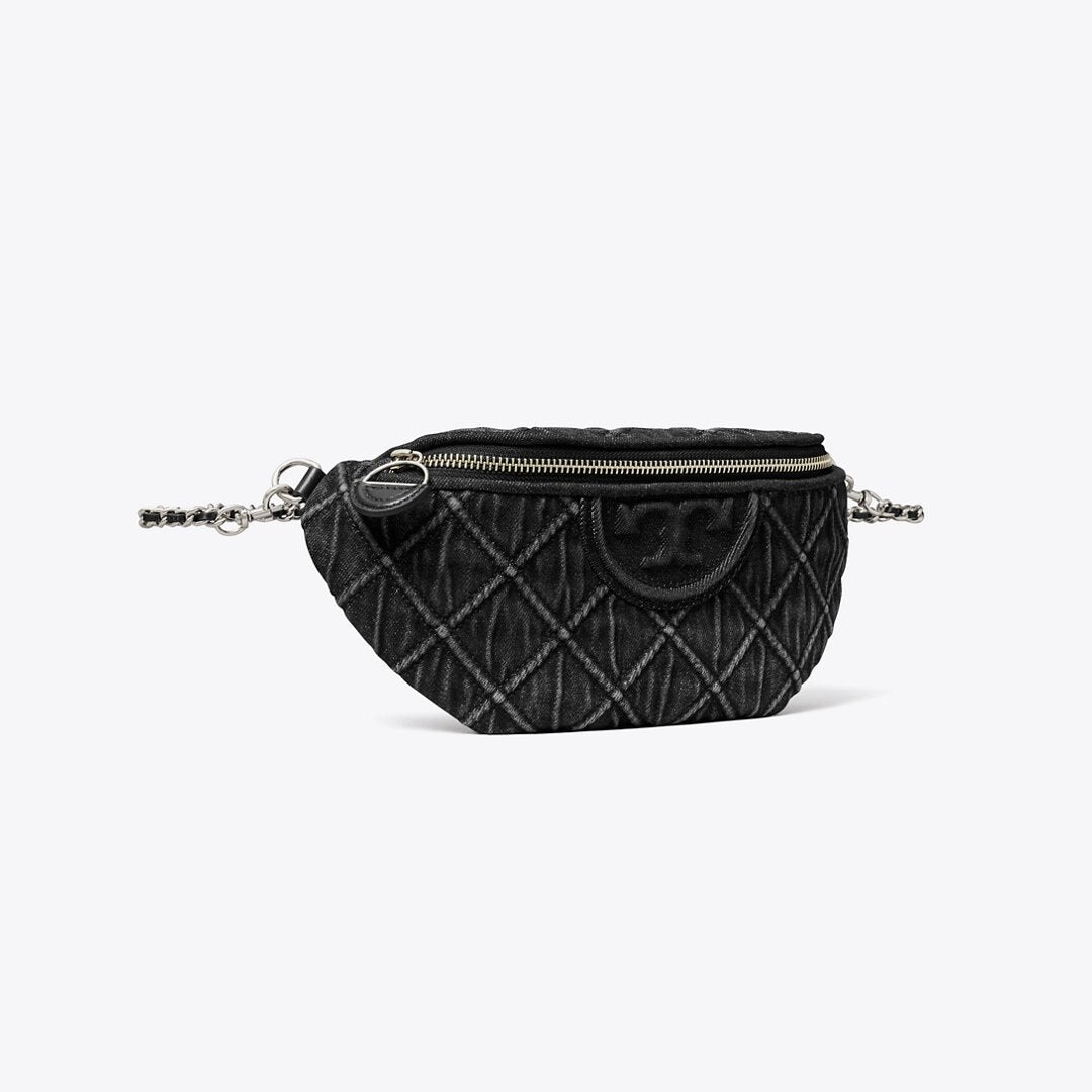 Tory Burch Fleming Denim Belt Bag Black
