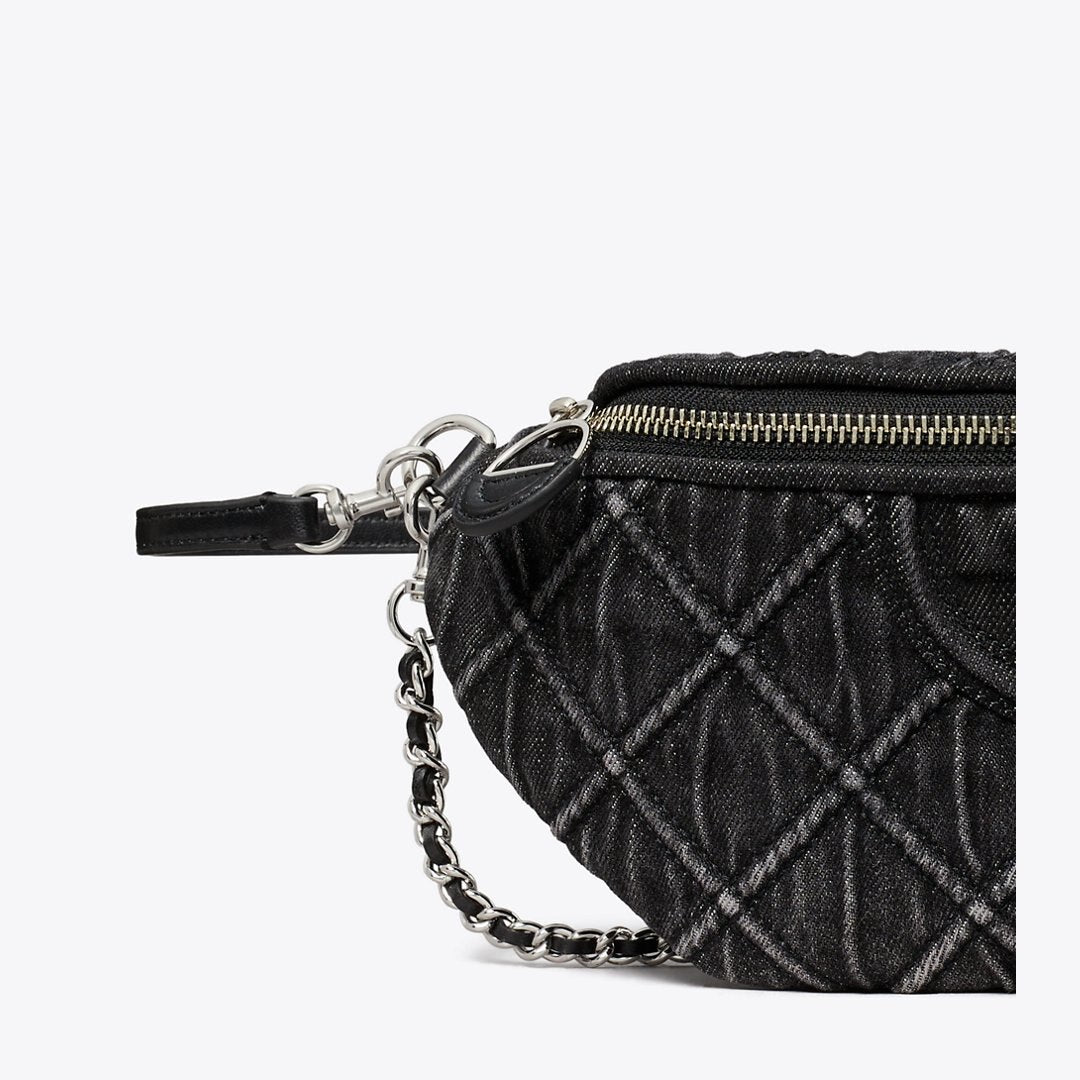Tory Burch Fleming Denim Belt Bag Black