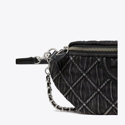 Tory Burch Fleming Denim Belt Bag Black