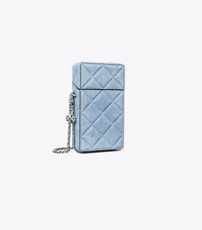 Fleming Denim-Print Suede Phone Crossbody Denim Denim