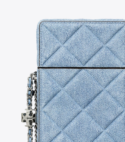 Fleming Denim-Print Suede Phone Crossbody Denim Denim