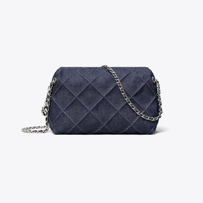 Tory Burch Fleming Denim Soft Crossbody Bag Blue
