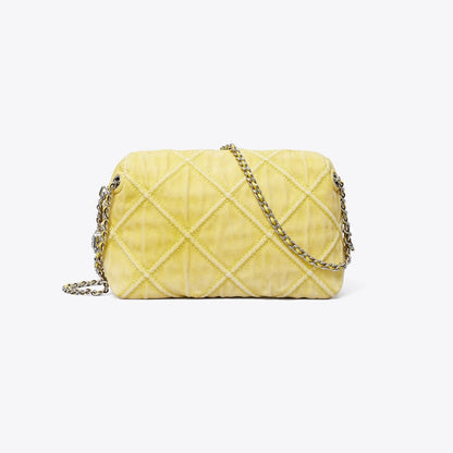 Tory Burch Fleming Denim Soft Crossbody Bag Yellow