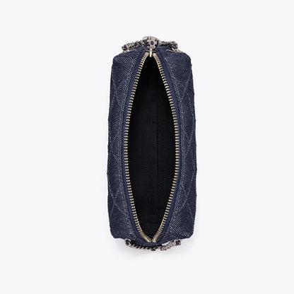 Tory Burch Fleming Denim Soft Crossbody Bag Blue