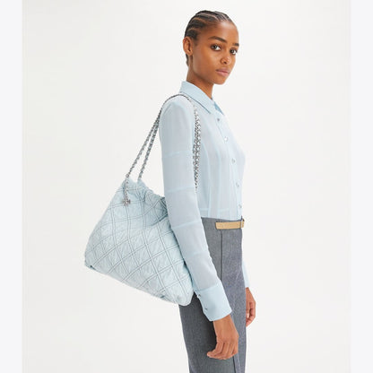 Tory Burch Fleming Soft Denim Hobo Bag Seltzer
