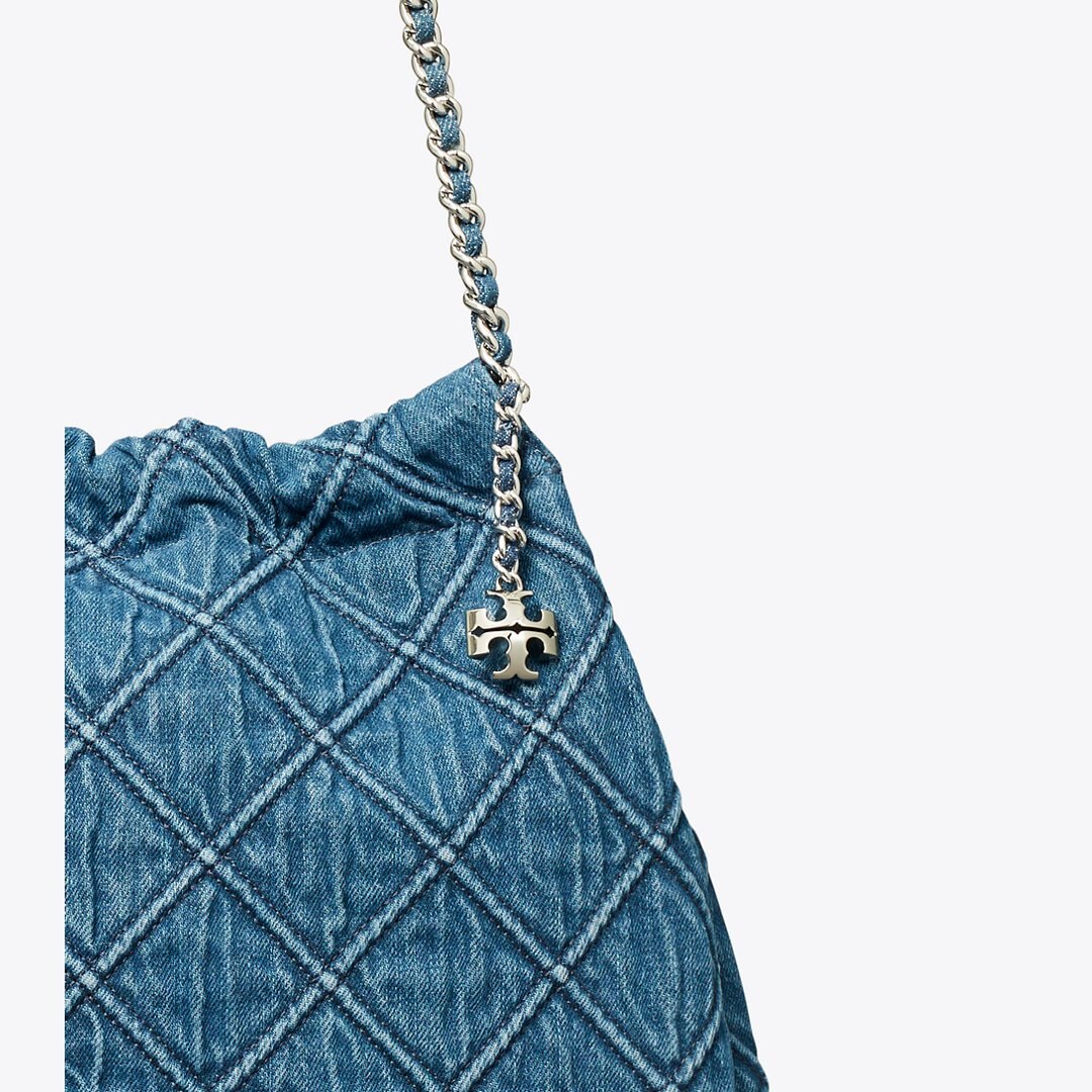 Tory Burch Fleming Soft Denim Hobo Bag Denim
