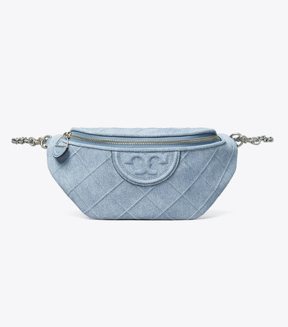 Fleming Soft Denim-Print Suede Belt Bag Denim Denim
