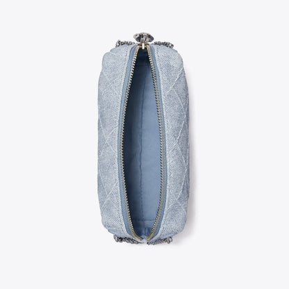 Tory Burch Fleming Soft Denim-Print Suede Crossbody Bag Denim