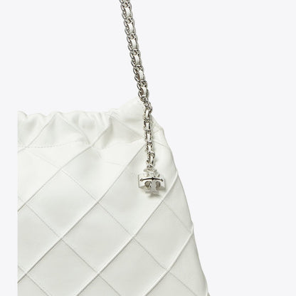 Tory Burch Fleming Soft Distressed Hobo Bag Blanc