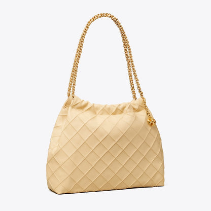 Tory Burch Fleming Soft Hobo Bag Vanilla Soft Serve
