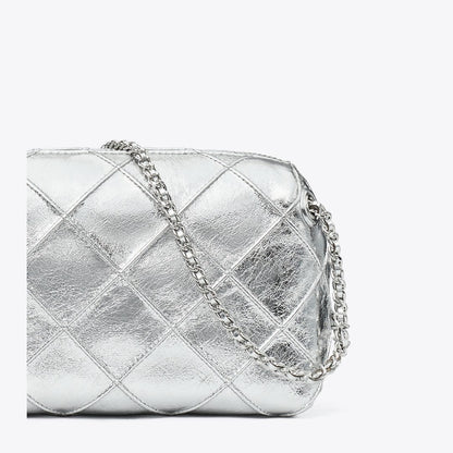 Tory Burch Fleming Soft Metallic Crossbody Bag Silver