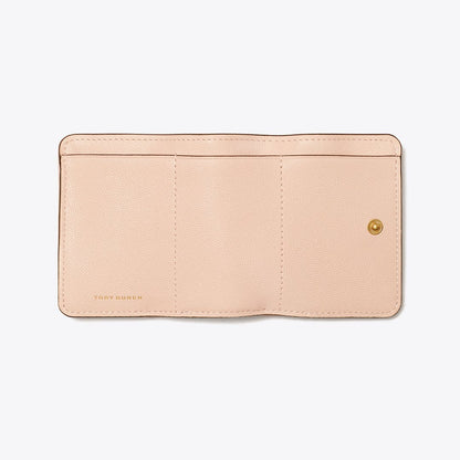 Tory Burch Fleming Soft Polished-Grain Small Flap Wallet Pink Dawn