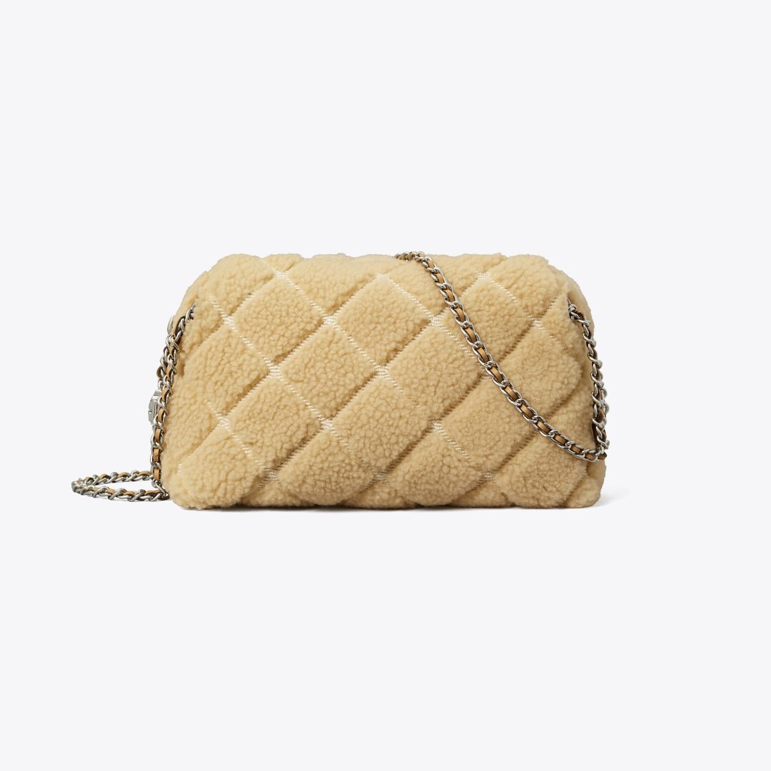 Tory Burch Fleming Soft Shearling Crossbody Bag Ivory