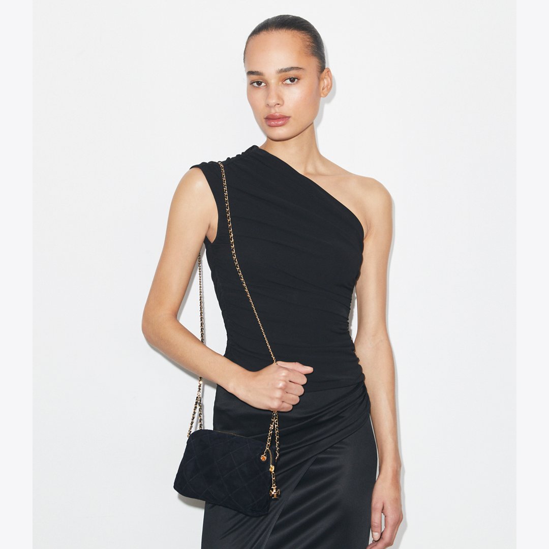 Tory Burch Fleming Soft Suede Crossbody Bag Black