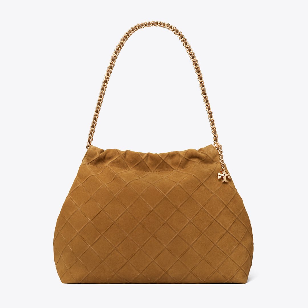 Tory Burch Fleming Soft Suede Hobo Bag CHICORY BROWN