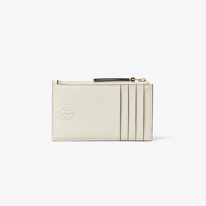 Tory Burch Fleming Zip Card Case Light Cream