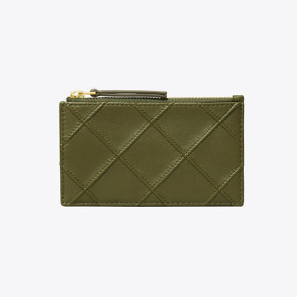 Tory Burch Fleming Zip Card Case Dark Olive