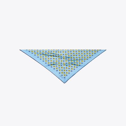 Tory Burch Floral Logo Triangle Scarf Light Blue Floral Logo