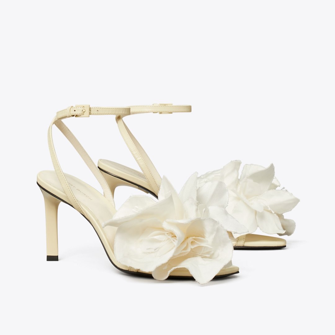 Tory Burch Flower Heeled Sandal SOFT CUSTARD