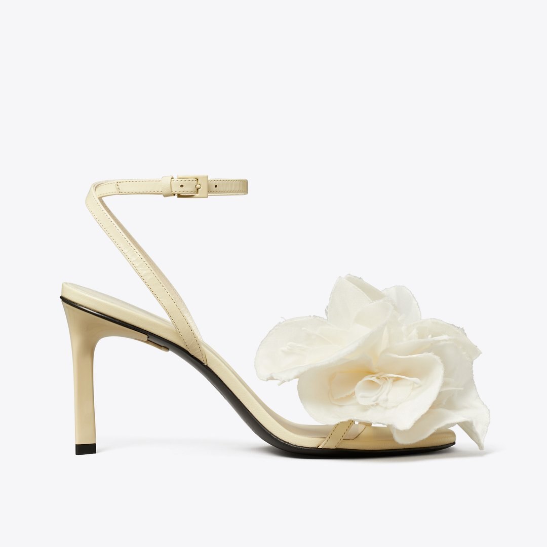 Tory Burch Flower Heeled Sandal SOFT CUSTARD