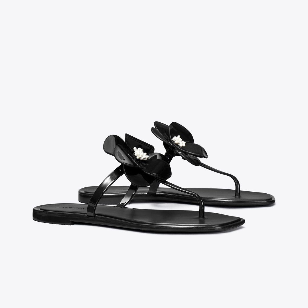Tory Burch Flower Jelly Sandal PERFECT BLACK