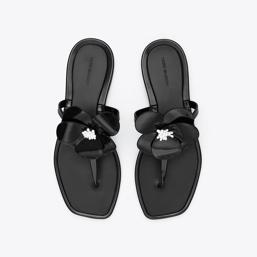 Tory Burch Flower Jelly Sandal PERFECT BLACK