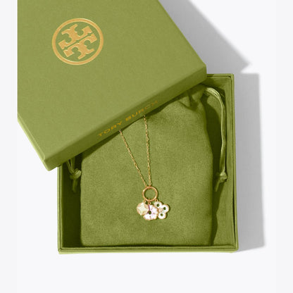 Tory Burch Forget Me Not Charm Pendant Necklace Tory Gold / Mother of Pearl