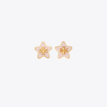 Tory Burch Forget Me Not Enamel Stud Earrings Tory Gold / Pink Snow