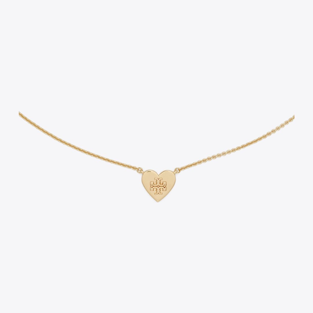 Tory Burch Forget Me Not Heart Pendant Necklace Tory Gold