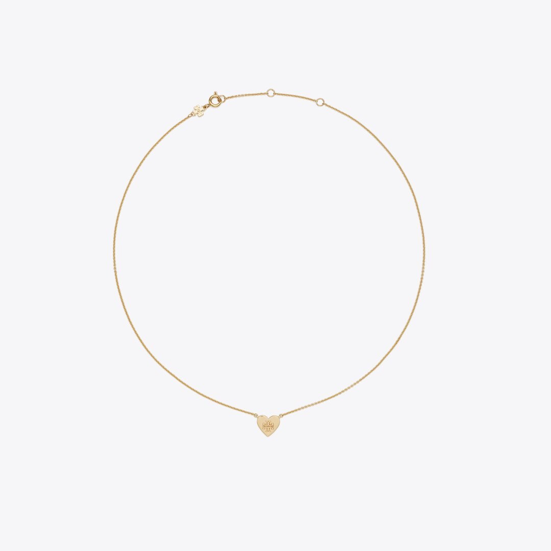 Tory Burch Forget Me Not Heart Pendant Necklace Tory Gold