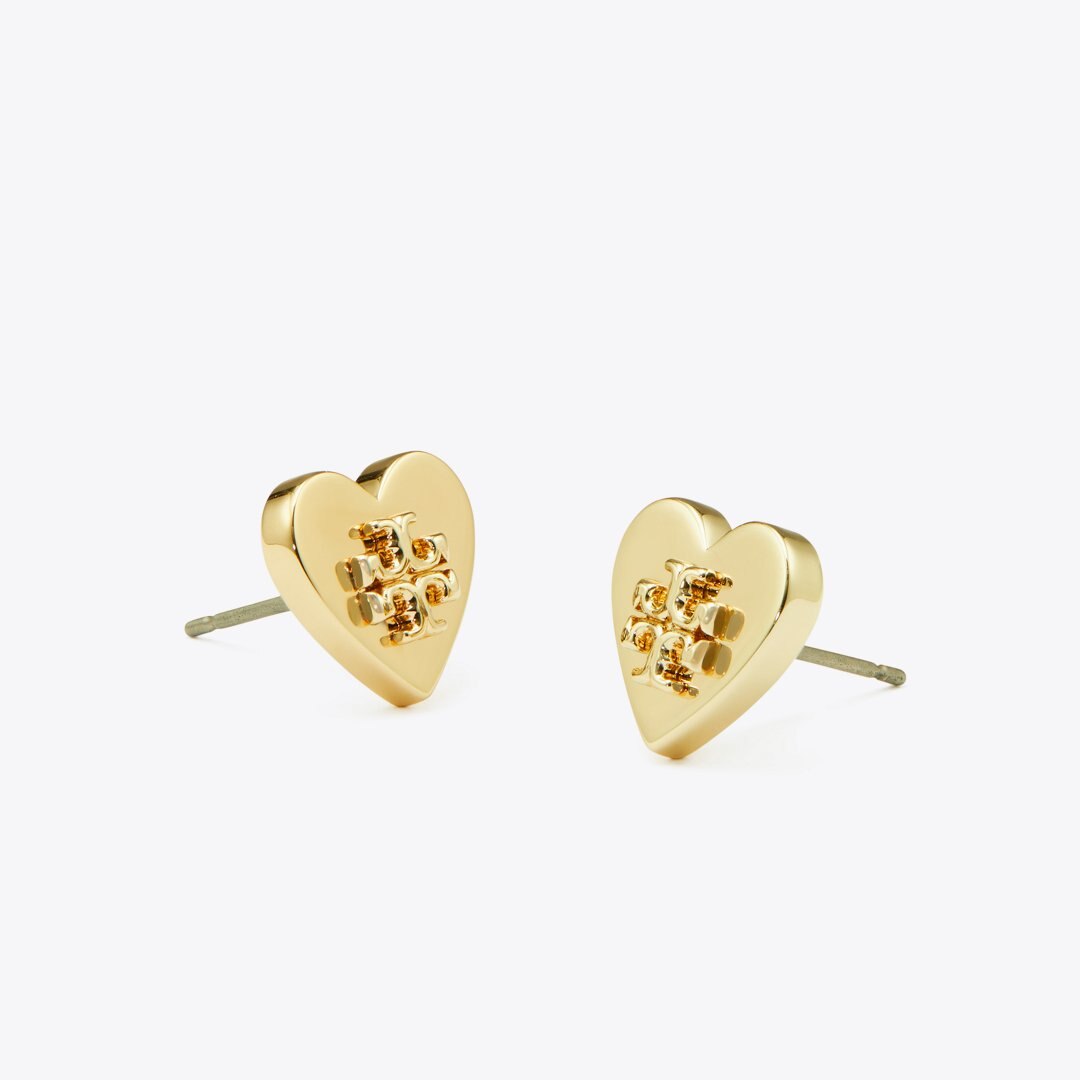 Tory Burch Forget Me Not Heart Stud Earrings Tory Gold