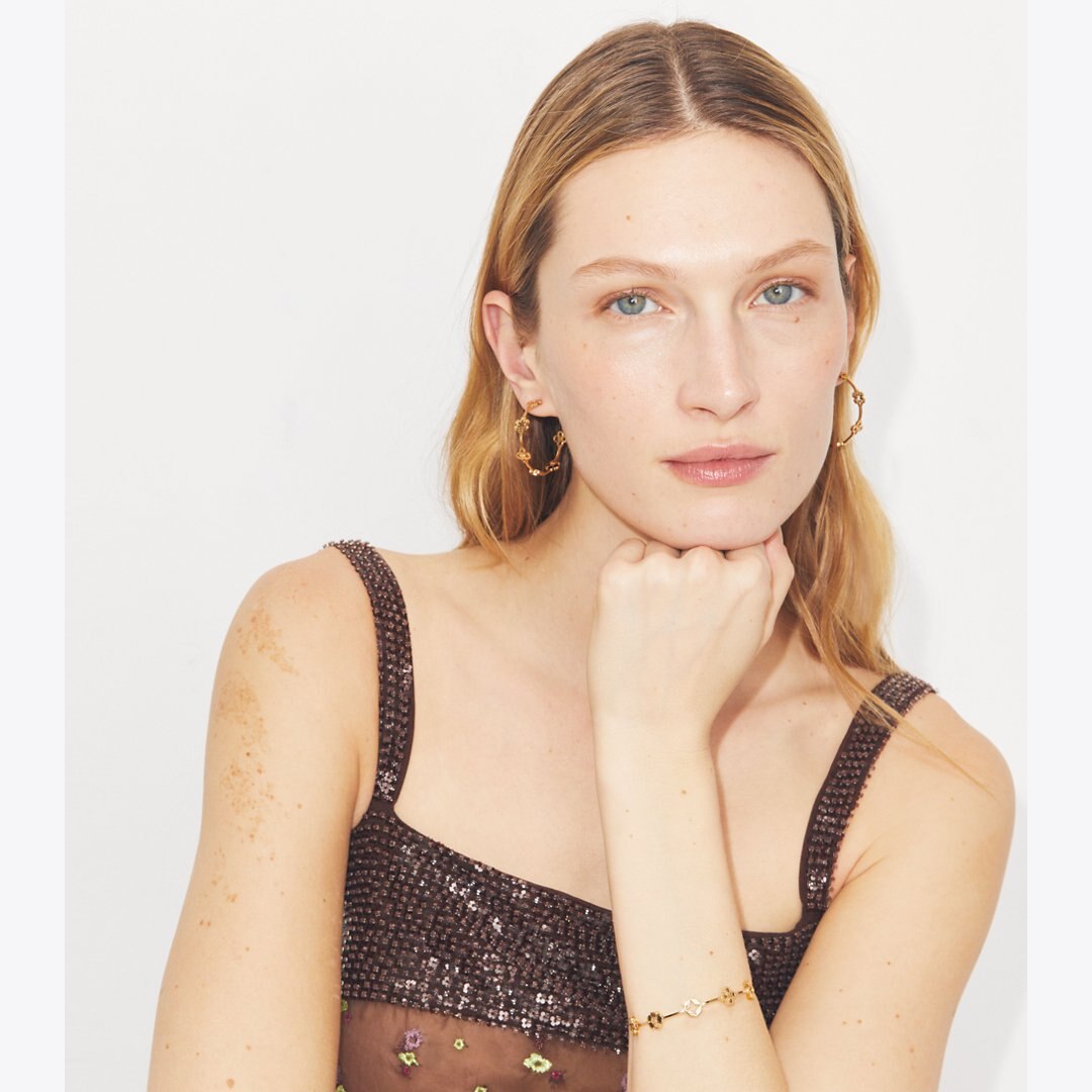 Tory Burch Forget Me Not Hoop Earrings Tory Gold