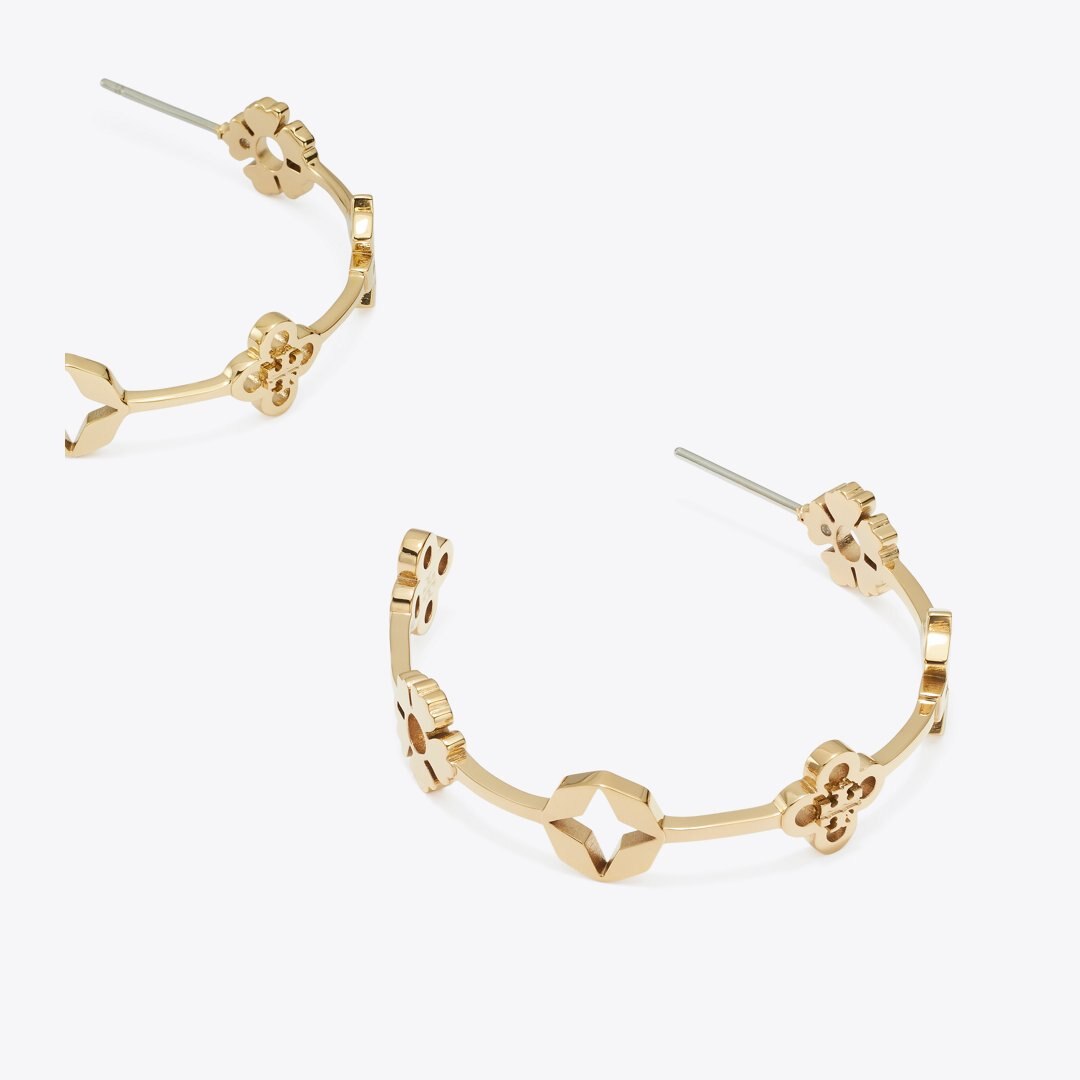 Tory Burch Forget Me Not Hoop Earrings Tory Gold