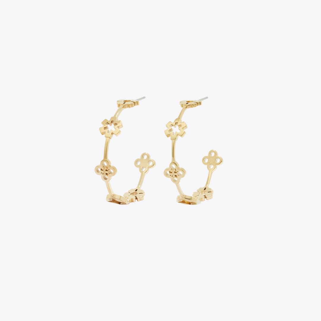 Tory Burch Forget Me Not Hoop Earrings Tory Gold