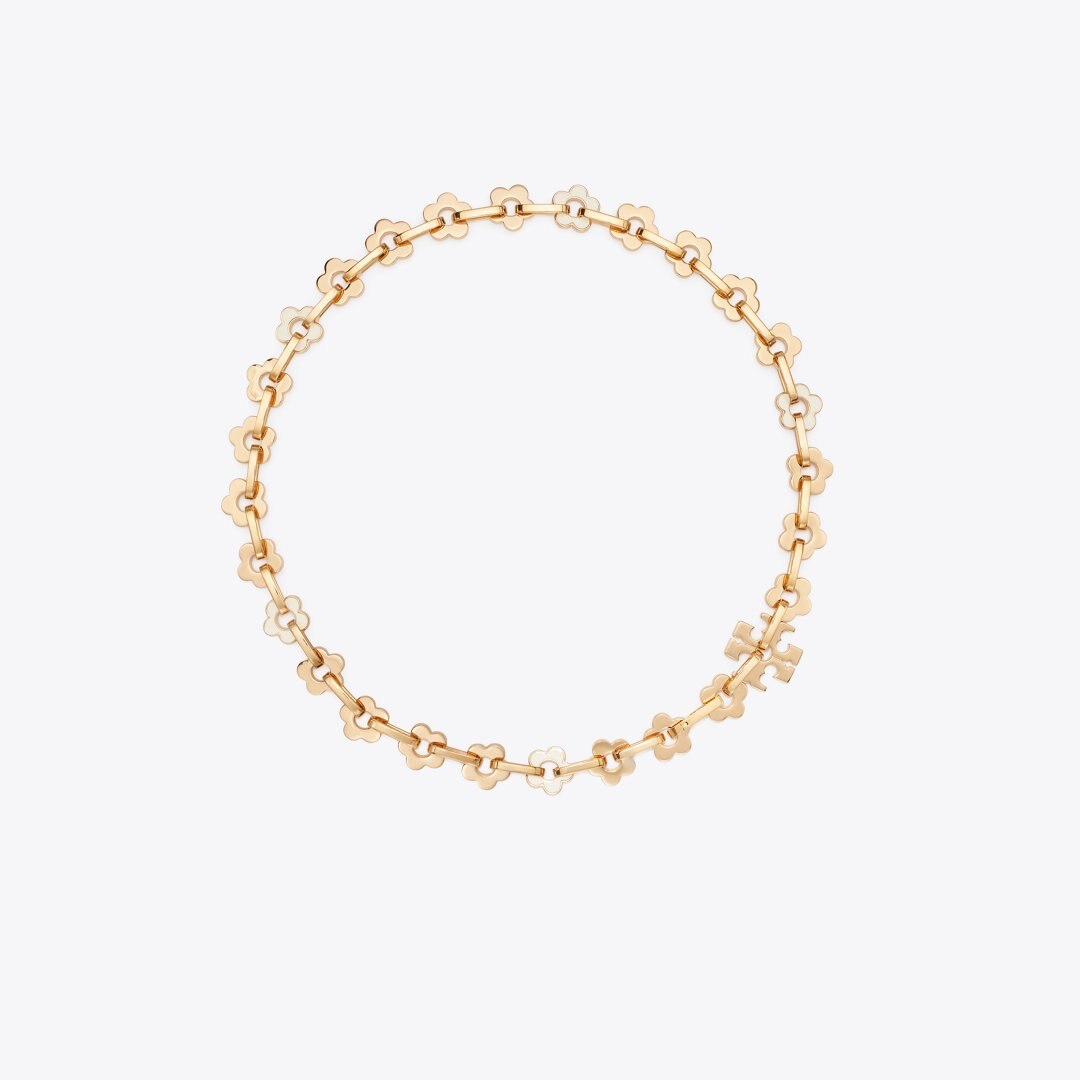 Tory Burch Forget Me Not Interlocking Necklace Tory Gold / New Ivory