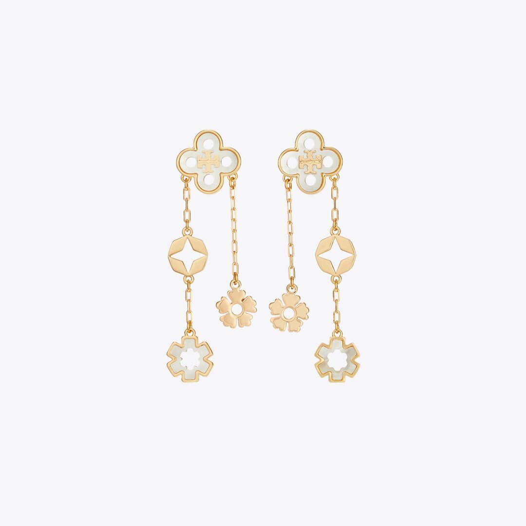 Tory Burch Forget Me Not Linear Earrings Tory Gold / Mother of Pearl