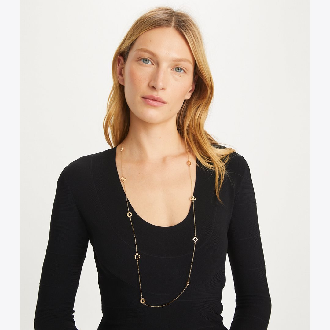 Tory Burch Forget Me Not Long Necklace Tory Gold