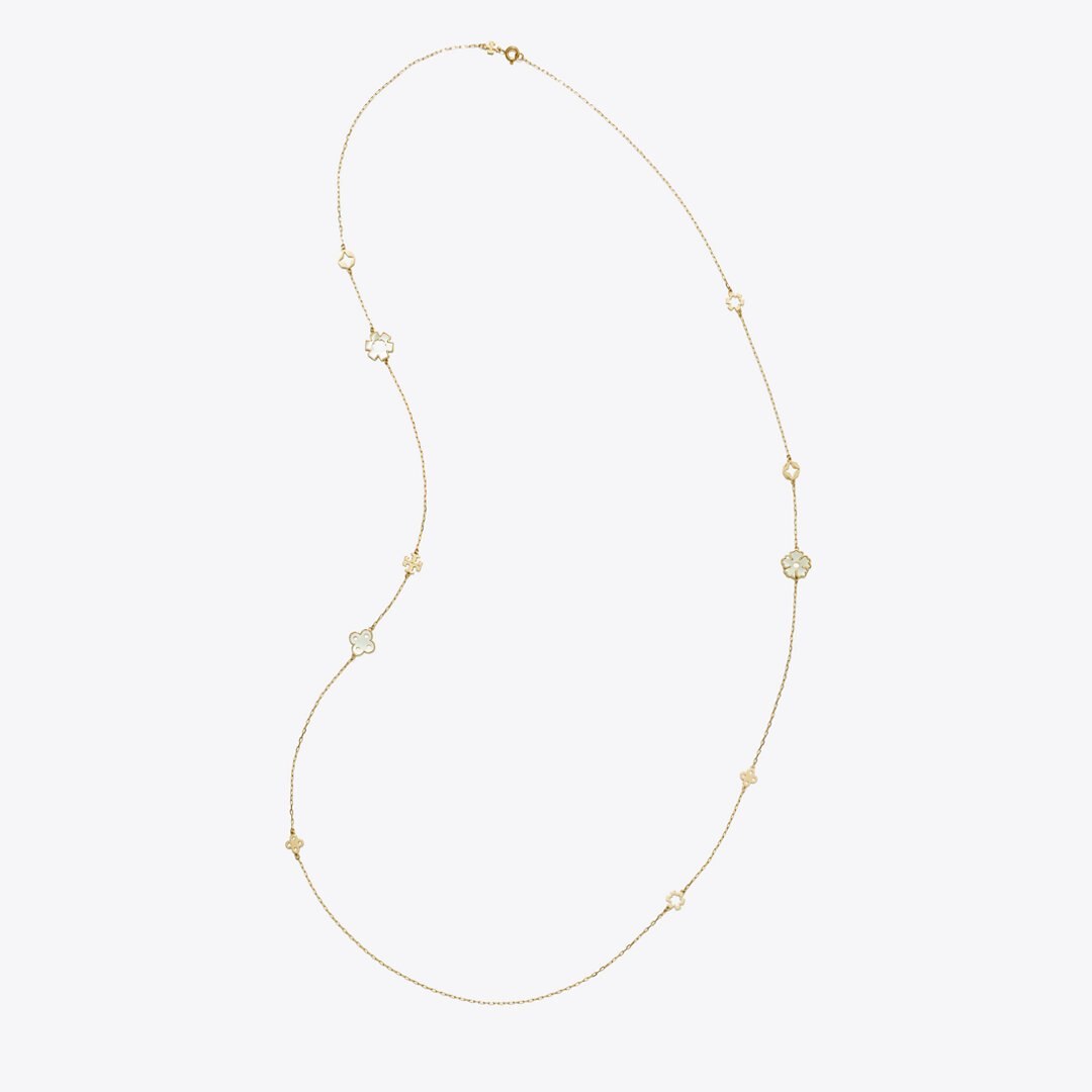 Tory Burch Forget Me Not Long Necklace Tory Gold / Mother of Pearl