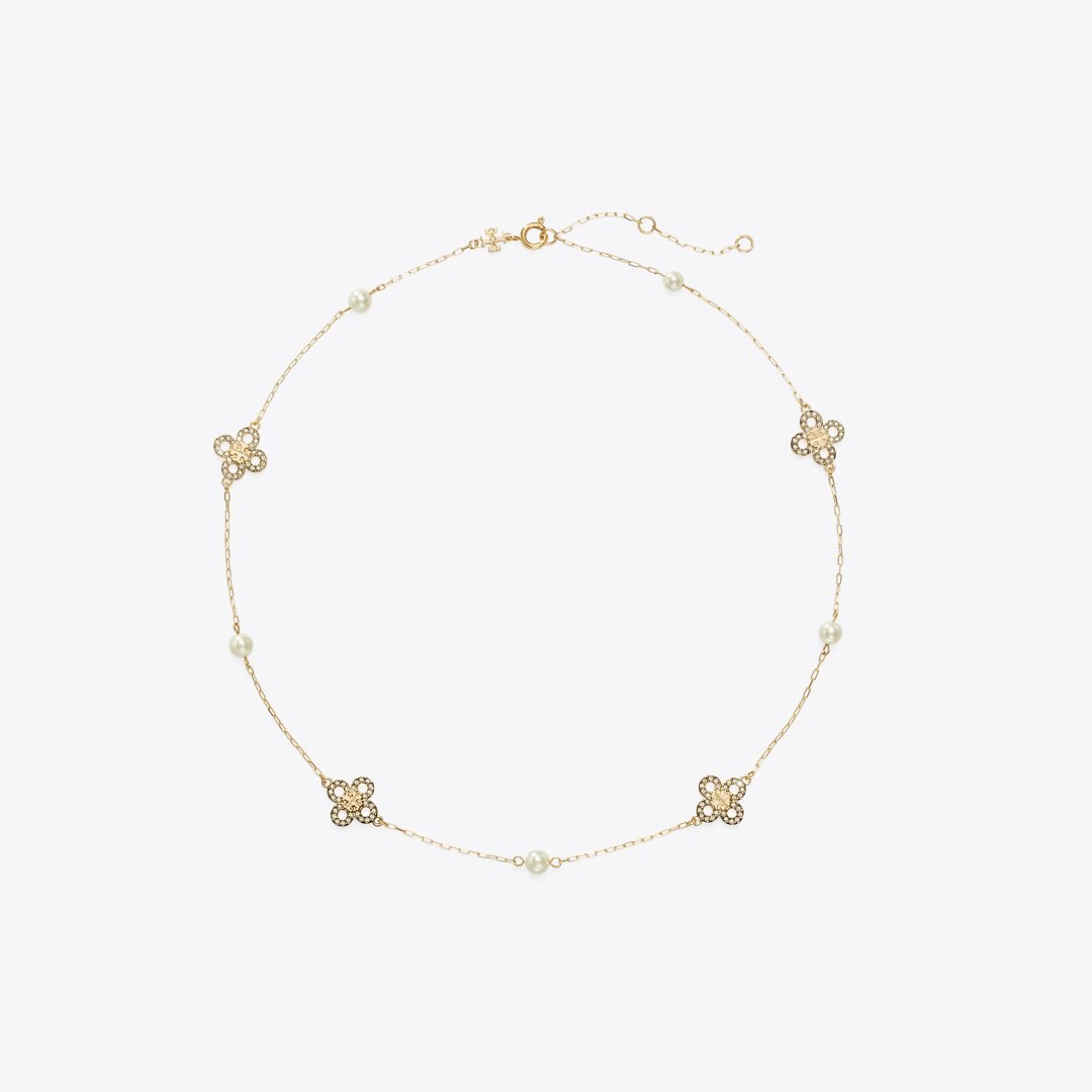 Tory Burch Forget Me Not Pearl Necklace Tory Gold / Pearl / Crystal