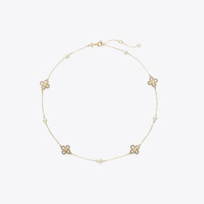 Tory Burch Forget Me Not Pearl Necklace Tory Gold / Pearl / Crystal